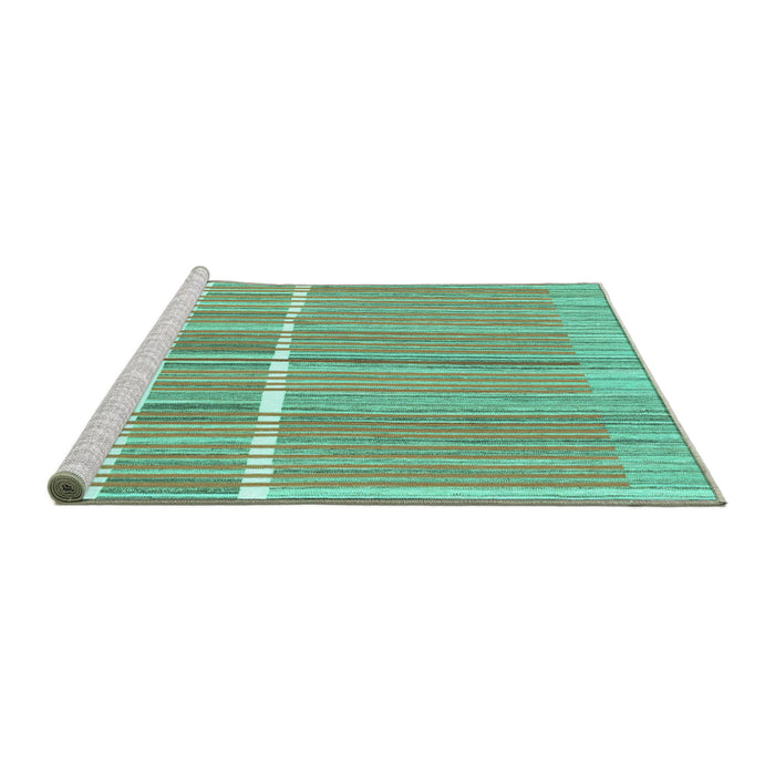 Sideview of Machine Washable Abstract Turquoise Modern Area Rugs, wshabs1927turq