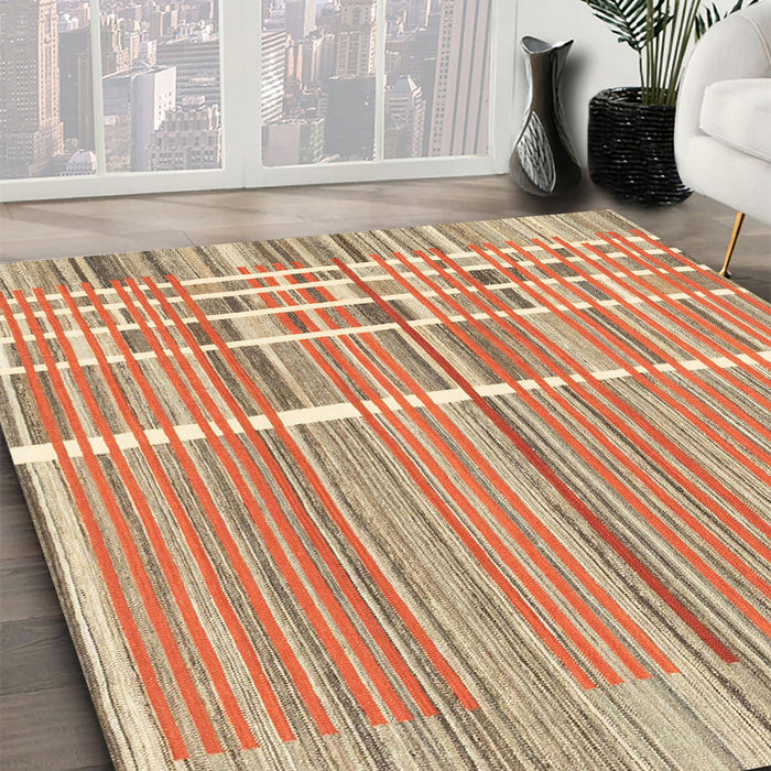 Machine Washable Abstract Red Rug in a Family Room, wshabs1927