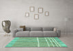 Machine Washable Abstract Turquoise Modern Area Rugs in a Living Room,, wshabs1927turq