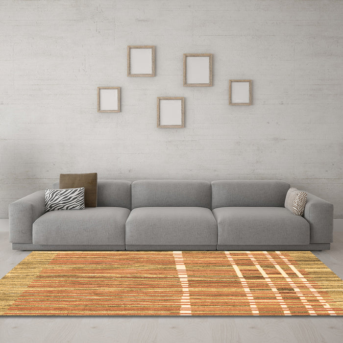 Machine Washable Abstract Brown Modern Rug in a Living Room,, wshabs1927brn