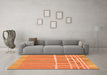 Machine Washable Abstract Orange Modern Area Rugs in a Living Room, wshabs1927org