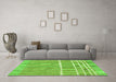 Machine Washable Abstract Green Modern Area Rugs in a Living Room,, wshabs1927grn