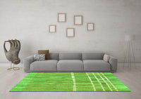 Machine Washable Abstract Green Modern Rug, wshabs1927grn