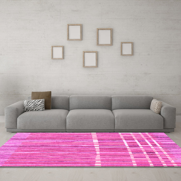 Machine Washable Abstract Pink Modern Rug in a Living Room, wshabs1927pnk