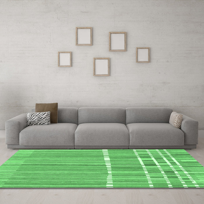 Machine Washable Abstract Emerald Green Modern Area Rugs in a Living Room,, wshabs1927emgrn