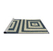 Sideview of Machine Washable Abstract Blue Rug, wshabs1928