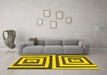 Machine Washable Oriental Yellow Modern Rug in a Living Room, wshabs1928yw