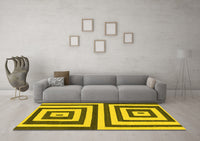 Machine Washable Oriental Yellow Modern Rug, wshabs1928yw