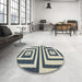 Round Machine Washable Abstract Blue Rug in a Office, wshabs1928