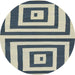 Round Abstract Blue Oriental Rug, abs1928