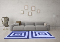 Machine Washable Oriental Blue Modern Rug, wshabs1928blu