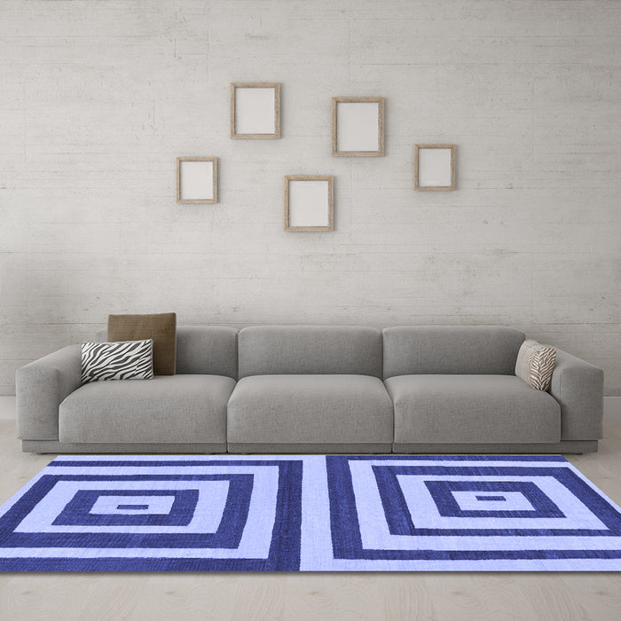 Machine Washable Oriental Blue Modern Rug in a Living Room, wshabs1928blu