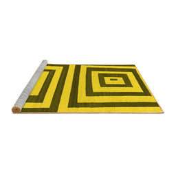 Sideview of Machine Washable Oriental Yellow Modern Rug, wshabs1928yw