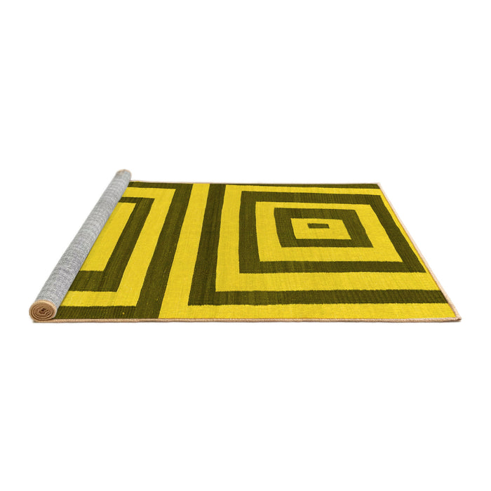 Sideview of Machine Washable Oriental Yellow Modern Rug, wshabs1928yw
