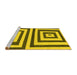 Sideview of Machine Washable Oriental Yellow Modern Rug, wshabs1928yw