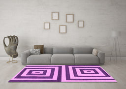 Machine Washable Oriental Pink Modern Rug in a Living Room, wshabs1928pnk