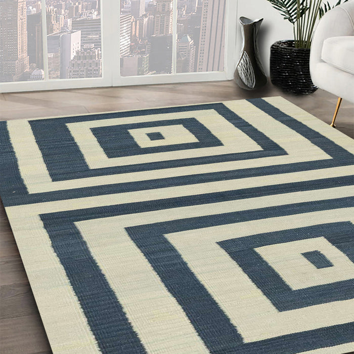 Abstract Blue Oriental Rug in Family Room, abs1928