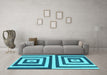 Machine Washable Oriental Light Blue Modern Rug in a Living Room, wshabs1928lblu