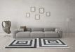 Machine Washable Oriental Gray Modern Rug in a Living Room,, wshabs1928gry