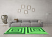 Machine Washable Oriental Green Modern Area Rugs in a Living Room,, wshabs1928grn