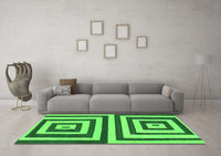 Machine Washable Oriental Green Modern Rug, wshabs1928grn