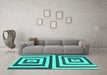 Machine Washable Oriental Turquoise Modern Area Rugs in a Living Room,, wshabs1928turq