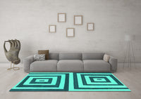 Machine Washable Oriental Turquoise Modern Rug, wshabs1928turq