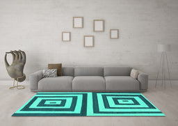 Machine Washable Oriental Turquoise Modern Area Rugs in a Living Room,, wshabs1928turq