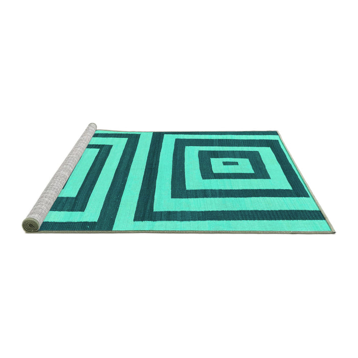 Sideview of Machine Washable Oriental Turquoise Modern Area Rugs, wshabs1928turq