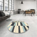 Round Abstract Vanilla Gold Modern Rug in a Office, abs1929