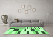 Machine Washable Abstract Emerald Green Modern Area Rugs in a Living Room,, wshabs1929emgrn