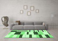 Machine Washable Abstract Emerald Green Modern Rug, wshabs1929emgrn