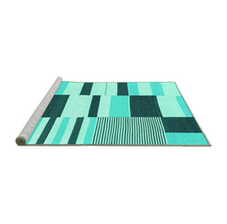 Sideview of Machine Washable Abstract Turquoise Modern Area Rugs, wshabs1929turq