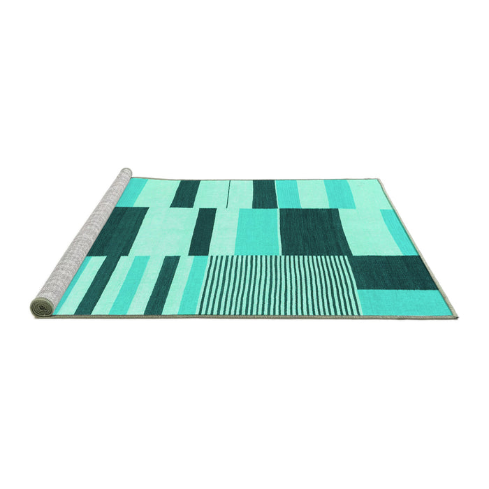 Sideview of Machine Washable Abstract Turquoise Modern Area Rugs, wshabs1929turq