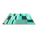 Sideview of Machine Washable Abstract Turquoise Modern Area Rugs, wshabs1929turq