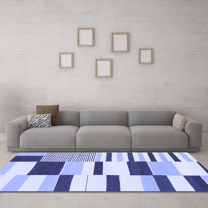 Machine Washable Abstract Blue Modern Rug in a Living Room, wshabs1929blu