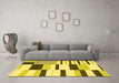 Machine Washable Abstract Yellow Modern Rug in a Living Room, wshabs1929yw