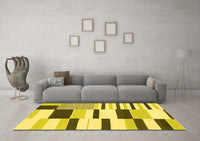 Machine Washable Abstract Yellow Modern Rug, wshabs1929yw