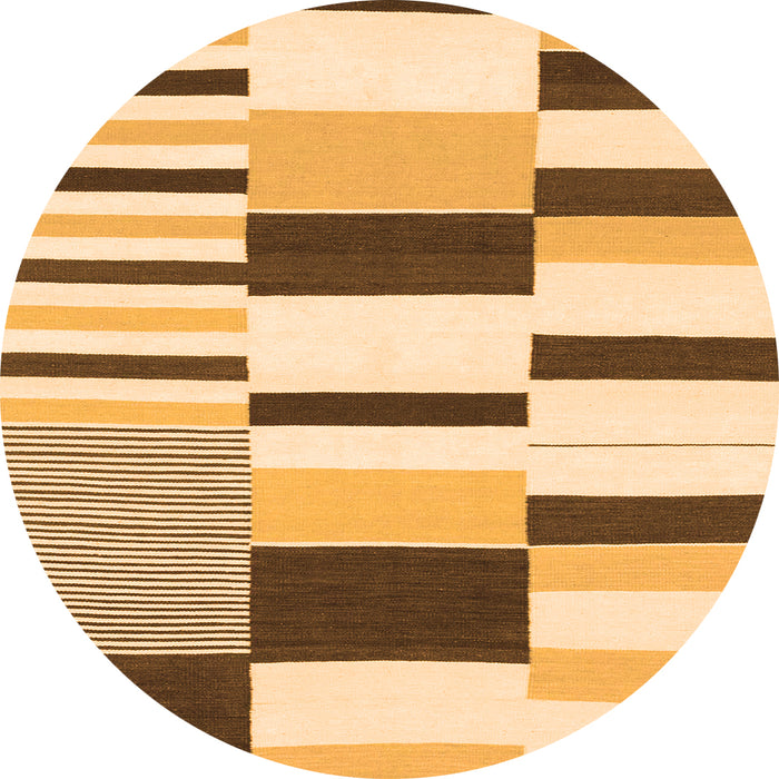 Round Machine Washable Abstract Orange Modern Area Rugs, wshabs1929org