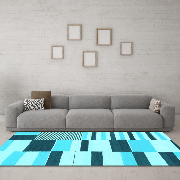Machine Washable Abstract Light Blue Modern Rug in a Living Room, wshabs1929lblu
