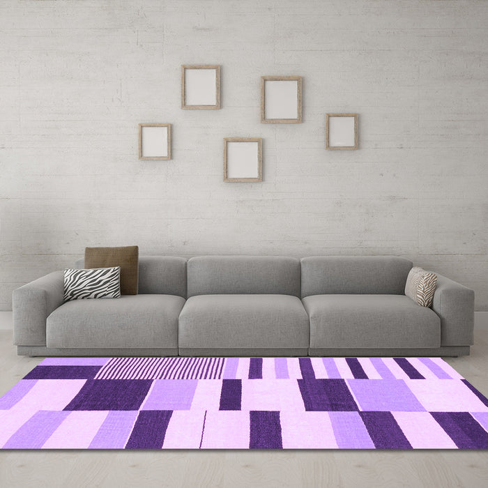 Machine Washable Abstract Purple Modern Area Rugs in a Living Room, wshabs1929pur