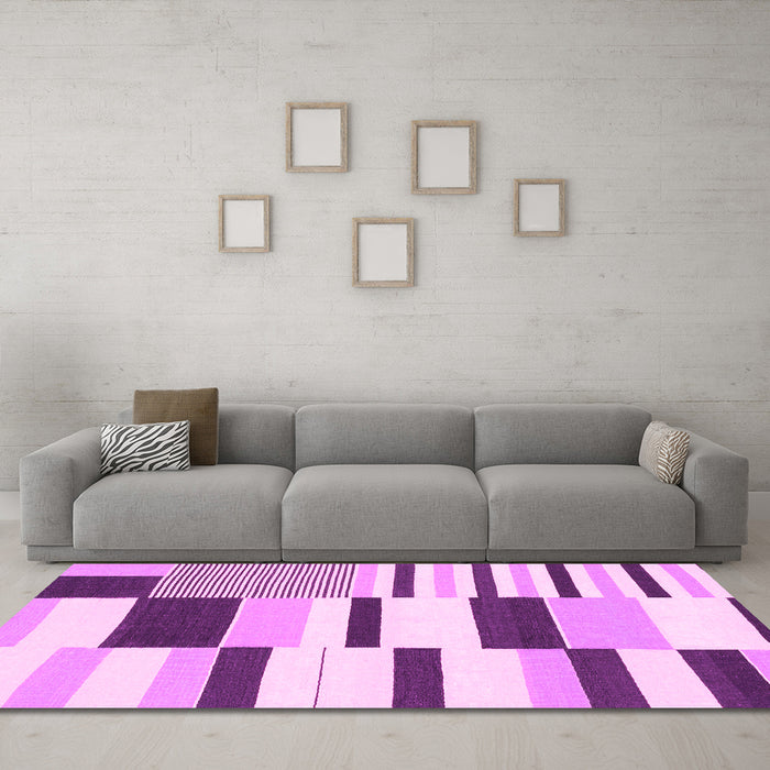 Machine Washable Abstract Pink Modern Rug in a Living Room, wshabs1929pnk