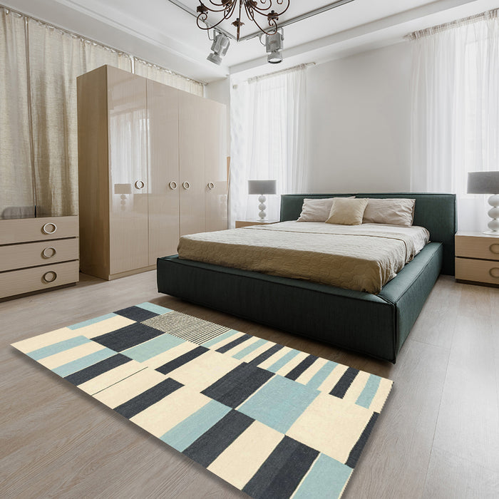 Abstract Vanilla Gold Modern Rug in a Bedroom, abs1929