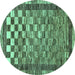 Round Checkered Turquoise Modern Rug, abs192turq