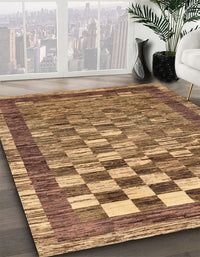 Abstract Saddle Brown Checkered Rug, abs192