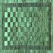 Square Machine Washable Checkered Turquoise Modern Area Rugs, wshabs192turq