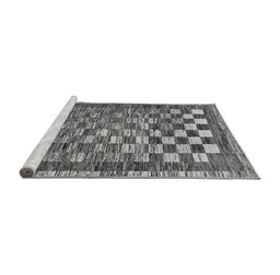 Sideview of Machine Washable Checkered Gray Modern Rug, wshabs192gry