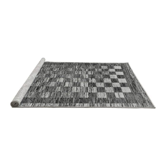Sideview of Machine Washable Checkered Gray Modern Rug, wshabs192gry