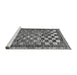 Sideview of Machine Washable Checkered Gray Modern Rug, wshabs192gry