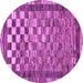 Round Machine Washable Checkered Purple Modern Area Rugs, wshabs192pur